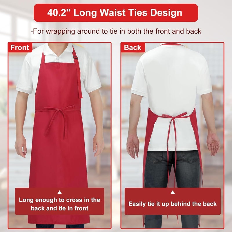 SHEOMERN 3-Layer Waterproof Apron - Pocket-Free Hygienic Design for Dishwashing & Dog Grooming - Lightweight Durable Protection for messy Kitchen Cooking, Baking, for Men & Women (3 Pack,Red) - Image 5